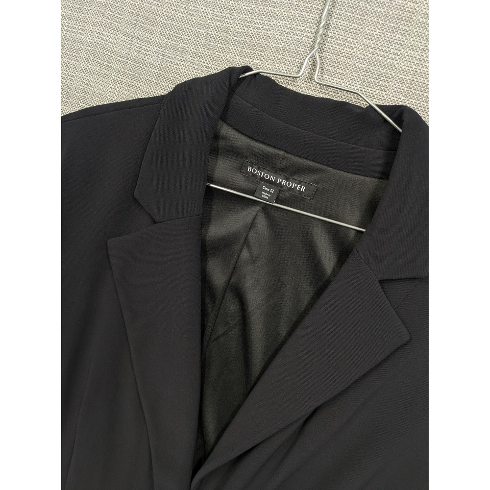 Boston Proper Blazer Womens 12 Black Lined One Button Tailored Workwear Jacket